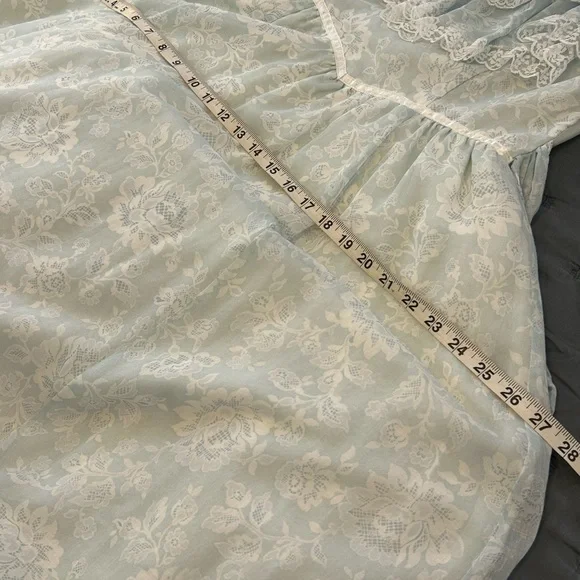 VTG Gunne Sax Jessica McClintock 70s Prairie Lace Prom Dress Pale Mint Size 7 - Picture 14 of 14